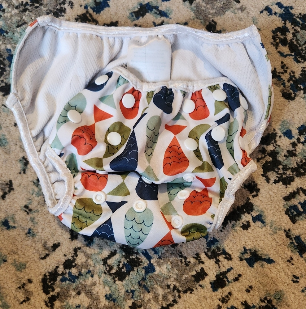 Colorful Bird Print Kids Diaper Cover Swim Adjustable